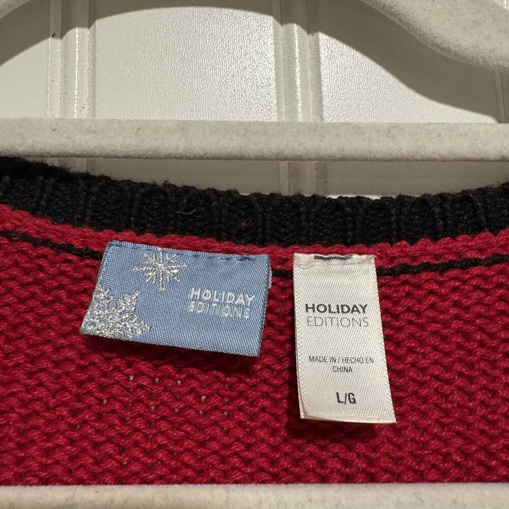 Holiday Editions Red Christmas Penguin Sweater Vest Zip Up Size Large - Picture 3 of 5